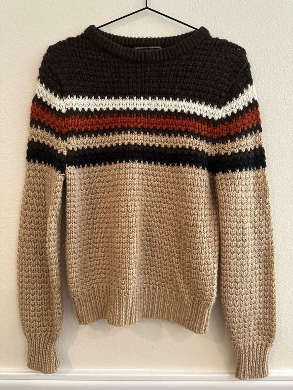 VTG Youngbloods Striped Knit Sweater Brown Rust Tan S Small Western Retro - Picture 4 of 9